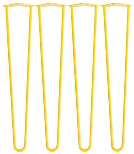 pingping1991 4er-Pack Tischbeine,2-Stange Bein Tischfüße Hairpin Tischfüße Möbelfüße Haarnadelbeine Möbelbeine Couchtisch Beine für Esstisch Couchtisch Schrank Stuhle (35cm(13.8in),Gelb)