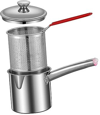 JISADER Pentola per friggere Pentola Friggitrice Pentola Pentole Pentole Multifunzione Resistente all'usura Cestello per friggere Pentola per cottura con, Grande con coperchio