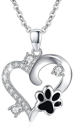 XIXLES Damen Halskette: 925er Sterling Silber, Zirkon, Herz, 20 Zoll, Poliert, Frauen, Tierliebhaber, Geschenk für Mutter, Ehefrau, Tochter, Nichte, Freundin
