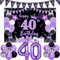 Lila Schwarz 40 Geburtstag Deko Happy Birthday Banner Luftballons Wimpelkette für Frauen Männer Inklusive 40 Folienballons