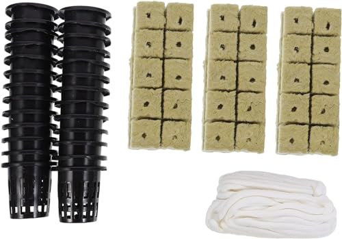 Hydrokultur-Netztöpfe, Hydrokultur-Netzbecher, 1 Set, Hydrokultur-Ernährungsset, Starterwürfel, geschlitzte Netzbecher, Pflanzgefäß, Netzkorb, Hydrokultur-Set, Aquaponik-Set, Wolle, Wachstumswürfel, K