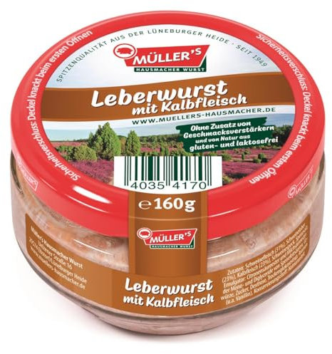 6x Müller's Kalbfleischleberwurst 160g Glas
