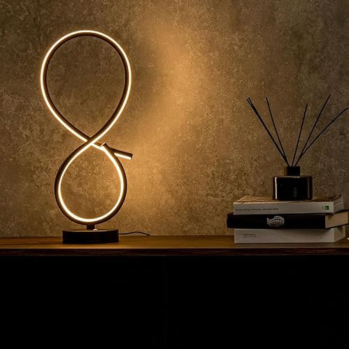 ValueLights | Matt Black Swirl Table Lamp with Integrated LED Touch Button | Table Lamps, Home Décor & Improvement Essential