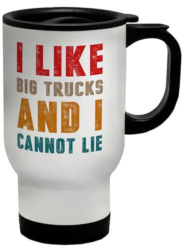 Shopagift Trucker Trucking Travel Mug I Like Big Trucks & I Cannot Lie Funny Stainless Steel 14oz Cup