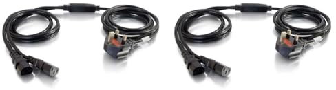 C2G 80628 3M 17 AWG UK Power Cable Splitter (2 x IEC320C13 to BS 1363) 9 Foot Kettle Lead/Dual Power Cord, Black (Pack of 2)