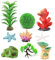 Angeer 18pcs Realistic Aquarium Plants & Coral Decor Set, Plastic & Resin Fish Tank Artificial Seaweed, Coral Balls for Freshwater/Saltwater Aquascaping