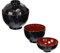 2Pcs japonais traditionnels, Bol à soupe Miso avec couvercle Bol à riz japonais en plastique Bol à soupe Miso pour nouilles Bol à collation Bol à dessert Bol à amuse-gueule, noir et rouge