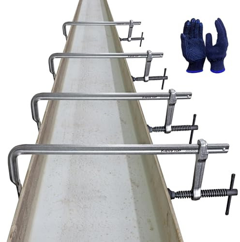 KARRYTON 4-Pack 12(300x80mm) F Clamp w/ 3 Throat Depth, Bar Size 5/8x5/16, 600LB Clamping Force, Drop Forged Steel Bar Clamps for Wood, Metal, Pipe, Welding and DIY Projects