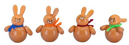 Holzwaren Egermann Dekoholzfiguren/Osterdekoration - Hase Braun - Anzahl: 4 Stück - Made in Germany