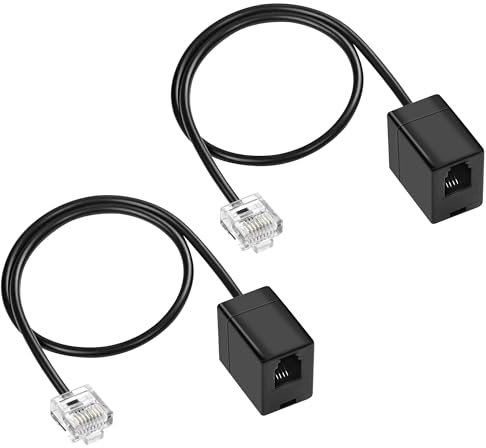MEIRIYFA Lot de 2 câbles convertisseur téléphonique RJ11 vers RJ45 Ethernet RJ45 8P8C mâle vers RJ11 6P4C femelle téléphone adaptateur câble pour téléphone fixe