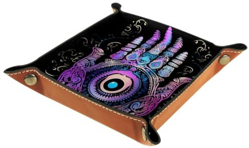 YTYVAGT Desk Organizer,Valet Tray for Men and Women,Desk Accessories,4.5x1.18 in,Ethnic Style Eye Hand Mandala