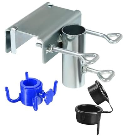 perfk Outdoor Umbrella Holder Umbrella Mount Metal Patio Umbrella Clamp Umbrella Stand for Dock Terraces Posts Deck Railsor