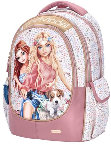 Depesche TOPModel Velo Fleur School Backpack Pink/Cream, Pink-Cream
