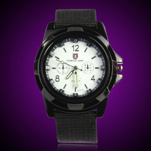 Herren Uhr Männer Edelstahl Gemius Watch Racing Sport Force Fabric White Mens Band Herrenuhr Herren Armbanduhr Neutral (5-White, One Size)
