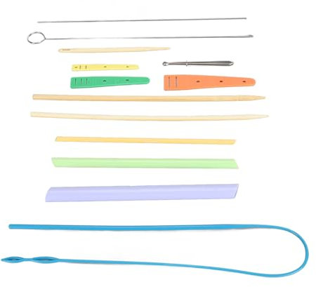 HOHXFYP 13Pcs Sewing Loop Turner Kit, Drawstring Threader Tool Set with Loop Turner Hook,Elastic Fabric Tube Turners for Sewing Projects, Bow Ties, and Crafts