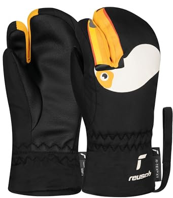 Reusch Peggy R-TEX® XT Lobster Gants d'hiver Chauds, imperméables, Coupe-Vent et Respirants à 3 Doigts pour bébés, Tout-Petits, Filles et garçons - Noir