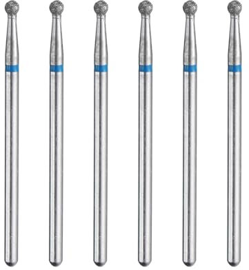 sourcing map 6pcs 120-140 Grits Diamond Grinding Bit 2.5mm Ball Head 2.35mm Shank 2.5mm Length Stone Sanding Drill Bits Rotary Tool for Ceramic Glass Nails Grinding Polishing