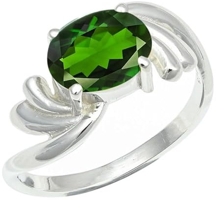 JEWELFORCE Im Labor gezüchteter Chromoxid-Edelstein-Bandring, Sterlingsilber, ring für Männer und Frauen, Bandring, Schmuck JSR-1259BB25_(71 (22.6))