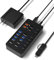 Powered USB Hub, Arector 14 Ports USB 3.0 Splitter Hub with 4 Smart Charging Ports, 10 USB A Ports, Individual On/Off Switches, 12V-24V Power Adapter, USB 3.0 5Gbps High Speed Transfer, USB