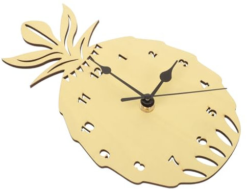Veemoon Nordische Wanduhr Ananas Holz Stumm Uhr Schlafzimmer Wohnzimmer Geräuschlos Dekoration 25cm