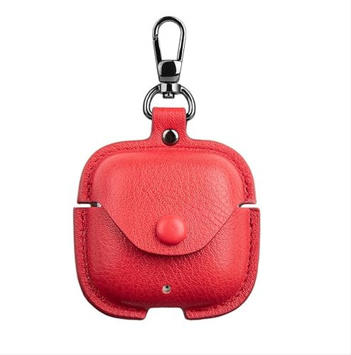 GIOPUEY Cover Compatibile con Huawei Freebuds SE 3, PU Pelle Custodia, Protettiva Case Cover con Gancio Portachiavi per Uomini Donne - red