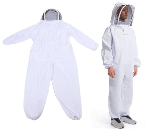 Ejoyous Imkeranzug Schutzanzug Overall, Bienenschutzkleidung mit Schleier und Kapuze, Ganzkörper Imkerbekleidung