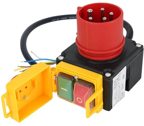 KOA7 Interruttore Arresto Emergenza Macchina, 400V Interruttore Protezione Sicurezza Motore, 3 Fasi Spina Combinato con Cavo, Commutatore Fase Elettromagnetico Impermeabile Industriale
