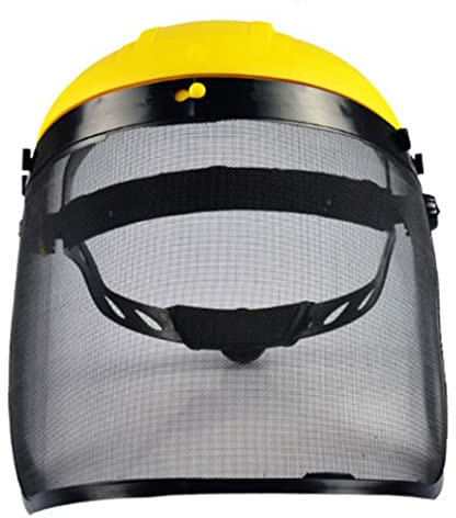 Gesichtsschutz für die Arbeit, Gesichtsschutz aus Polycarbonat, am Kopf montiertes Netzvisier, Sicherheitsschild für Kettensägen-Trimmer, gelbes Gesichtsschutz-Netzvisier aus Polycarbonat, Sicherheits