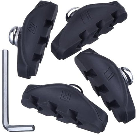 Wjelet 2 Pairs Road Brake Pads, Bike Brakes, 50mm Bike Caliper Brake Blocks Set with Installation Tool Caliper, Universal No Noise Rubber Brake Shoes Break Pads Bike, Black ﻿