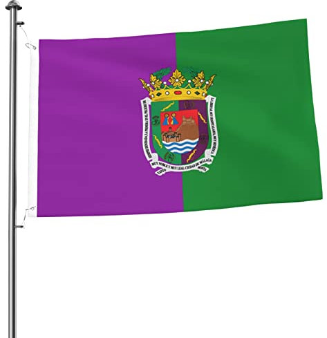 Bandera De Málaga España Banderas De Jardín Duradero Banderas De Exterior Color Vivo Bandera De Balcón Para Vacación Césped Festivales 90X150Cm