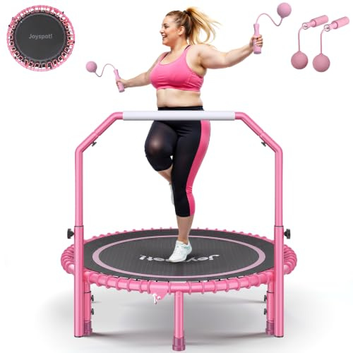 450 LBS 40 Foldable Mini Trampoline for Adults with Adjustable Handle