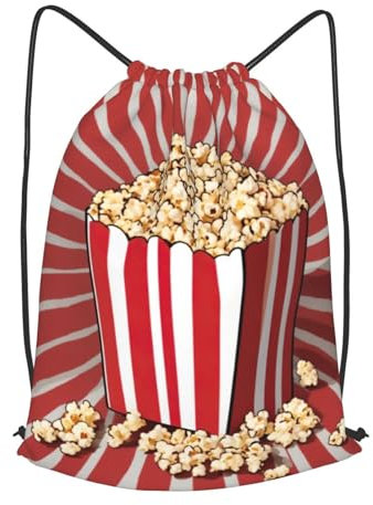 Rucksack mit Popcorn-Druck, Kordelzug, Polyester, für Wandern, Camping, Abenteuer