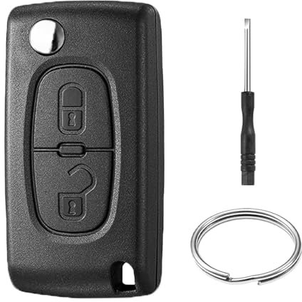 2 Botones Carcasa Llave de Coche CE0523 Compatible con Peugeot 207 307 308 SW 3008 5008 Partner e Citroen C3 Picass C2 C4 C5 C6 C8 Mando Funda Llave con Solapa Plegable Repuesto Accesorios