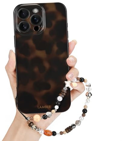 Newseego Case for iPhone 16 Pro Max, Tortoise Shell Leopard Print Pattern Cover with Chain for Girls Woman Cute Aesthetic Slim Flexible TPU Shockproof Case for iPhone 16 Pro Max-Retro Amber