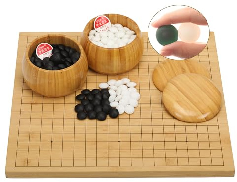 VPH Ensemble de luxe double convexe Go – Pierres Yunzi avec planche réversible en bambou de 2 cm d'épaisseur et deux pots en bambou