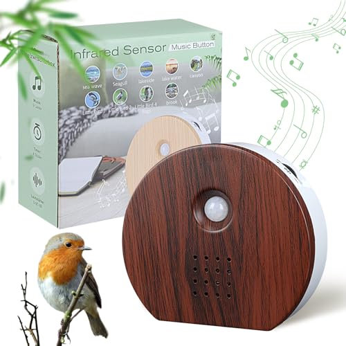 Caja Detectora de Movimiento Birdsong, Relajante Canto de Pájaros y Primavera del Bosque, Caja de Sonidos de la Naturaleza Caja para Canto de pájaros Caja de Sonido Natural (Nogal Oscuro)