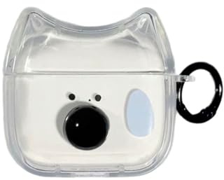 Transparente Hülle für AirPods Pro, niedliches Katzengesicht, weiche TPU-Silikonhülle, Kitty Ear AirPods Pro 2, Schutzhülle, stoßfest, Schutz für iPod-Ohrhörer, schwitzender Hund