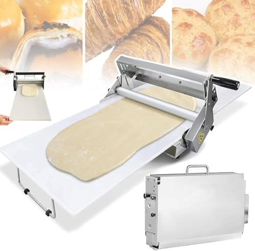 Compact Manual Dough Rolling Machine, Manual Foldable Dough Sheeter, Stainless Steel Pastry Roller with Adjustable Thickness 0-17.5mm/0-27mm, Commercial & Home Use, for Pizza, Croissants, Pastry,B