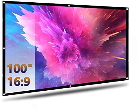 Lisowod 16:9 HD Faltbarer Beamer Leinwand 100 Zoll, Anti-Falten Doppelseitige Projector Screen, Tragbarer Projektor Leinwand für Zuhause, Schule, Treffen