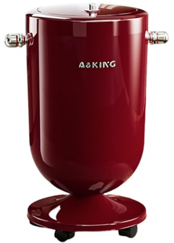 perfk Poubelle à roulettes, grande capacité 20 L, pratique, pour salle de bain, toilettes, salon, Rouge