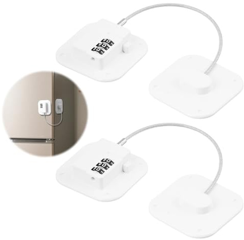 2 PCS Password Fridge Lock Digital Refrigerator Door Lock White | Child Safety Lock, 3M Strong Adhesive, Keyless Security Design, For Fridge, Freezer, Drawer, Cupboard, Cabinet & Window Use