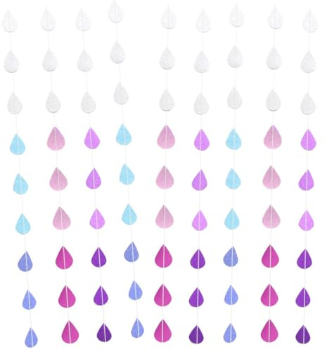 ELAYARD 9 Stück Papiergirlande Regentropfen in Pink Blau und Violett Hängende Hochzeits und Partydekoration Leichte Wassertropfen Deko für Innen und Außen