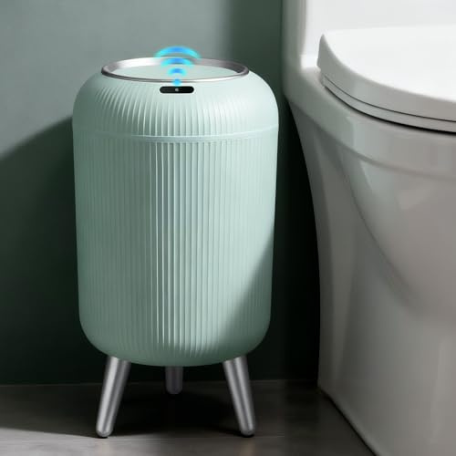 onlcuk Automatic Motion Sensor Bathroom Trash Can Touchless,3 Gallon/11L Smart Garbage Bin,Mini Trash Can with Removable Legs for Toilet,Kitchen,Bedroom,Office,Smart Plastic Electric Garbage Cans-Blue