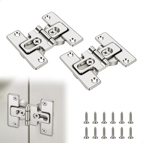 Cerniere per Ante Cucina, 180 Grado Cerniera per Mobili, 2Pcs Regolabile Cerniere e Cardini, Cerniere a Scomparsa con Viti per Ante di Armadi Cassettiere e Appendiabiti