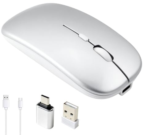 Raton Inalambrico Recargable Bluetooth Modo Dual 5.2, Reemplazo para el M-agic Mouse, Compatible con MacBook Pro/Air/iPad (iOS 13)/portátiles/PC, 3 Configuraciones de dpi Ajustables.