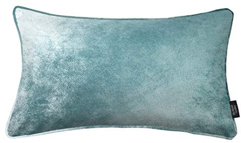 McAlister Textiles Glänzender Samt | Kissenbezug für Sofakissen in Hellblau | 60 x 40 cm | in 11 Farben und 5 Größen | gedrückter Samt edel paspeliert | Kissenhülle für Samtkissen