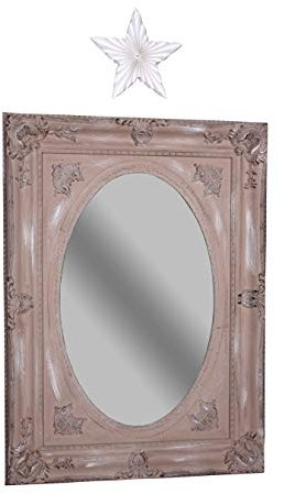 Ovaler Wandspiegel Shabby Chic Puderrosa CHATEAU SPIEGEL MARIE ANTOINETTE 122×92 cm Rokoko Stil Vintage Spiegel Barock Prunkspiegel Holz & Stuck Rahmen romantisch verspielt altrosa Wanddeko