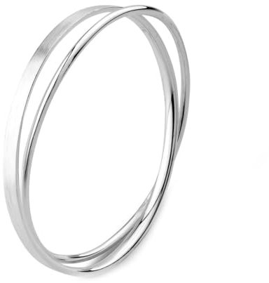Merdia S990 Solid Sterling Silver Polished and Textured Twisted Bangle Bracelet for Women inner size2.75