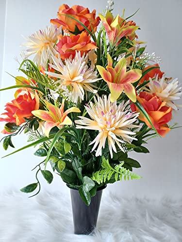 Roselynexpress Composition de Fleurs artificielles en cône lesté Ciment pour Une Parfaite Tenue de Votre Bouquet de Fleurs, Plus Besoin de Sable, ce Vase en PVC se dépose dans Un Vase funéraire.