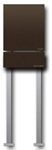 Briefkasten Edelstahl mit Zeitungsfach B1 Antik freistehend (Anschlag rechts, Korpus Edelstahl)